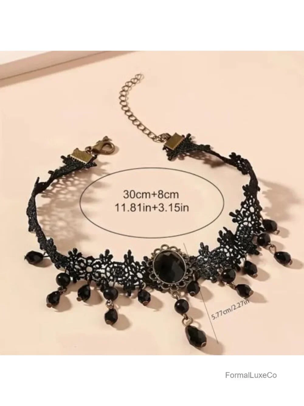 Adjustable Layered Velvet Leather Lace Collar Necklace, Goth